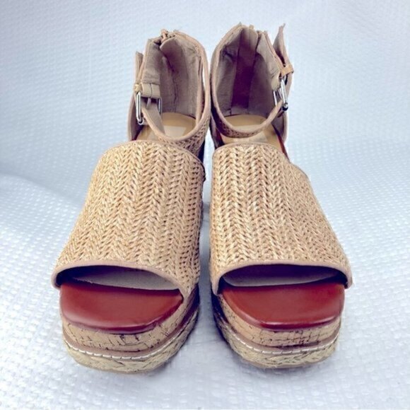 Dolce Vita Otto Espadrille Womens Size 9.5 Tan Woven Rattan Wedge Platform Heels - Picture 5 of 11